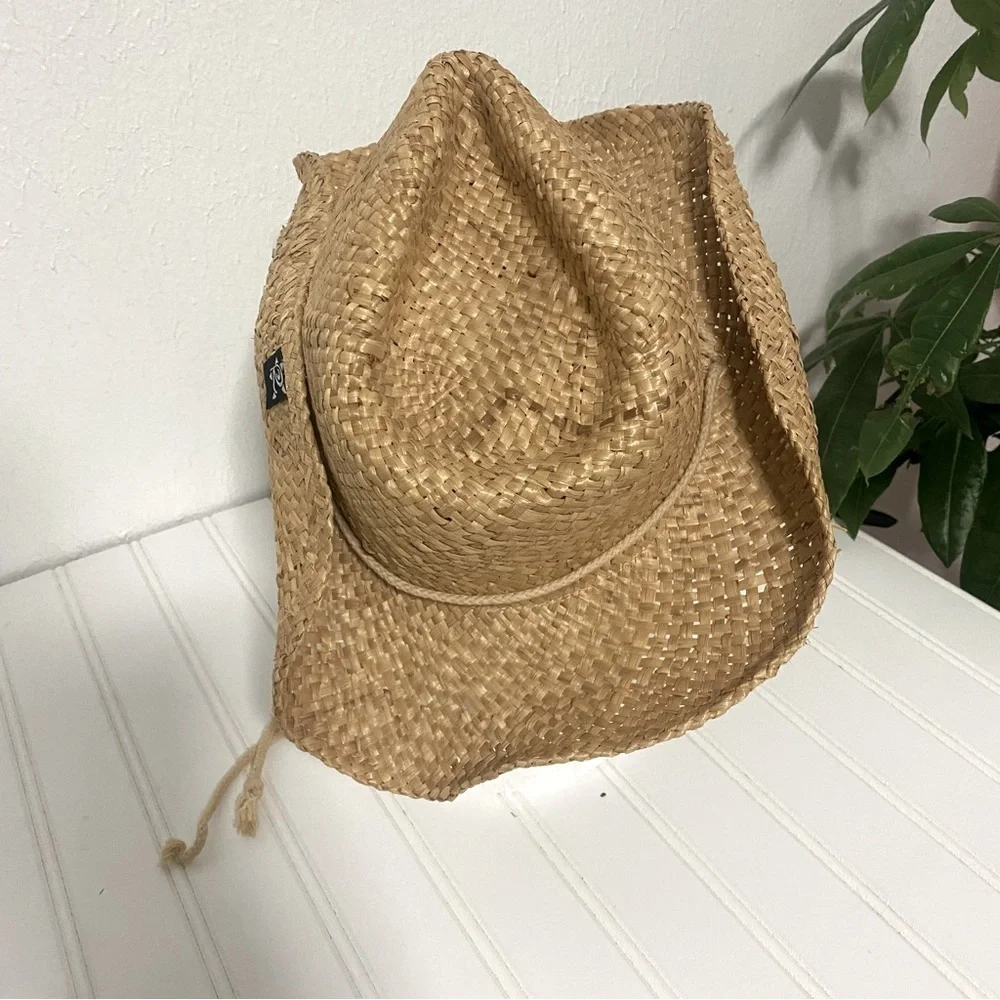 Authentic Brand RACKHAT STRAW with Drawstring Logo Tan (“ Just Add Dirt”) OS - Picture 5 of 5